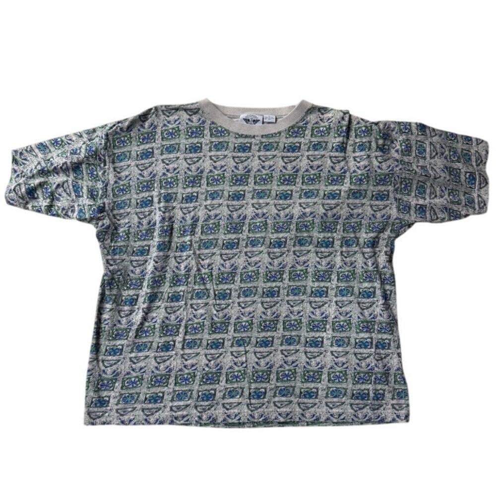 Dockers Vintage 1990s geometric design all over print skate boxy shirt Sz Large